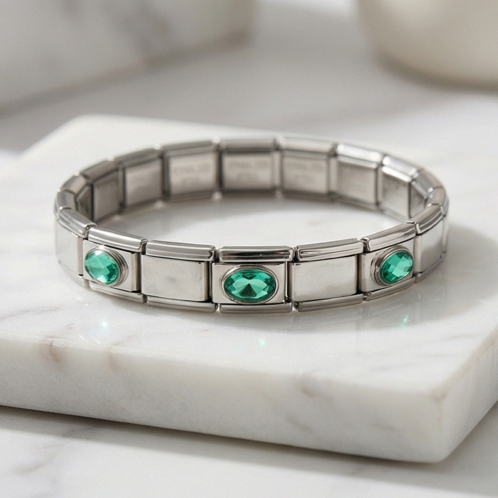 Wholesale Oval Stainless Steel Bracelet Set DIY Italian Module Charm Jewelry Accessory for Boutique Resale