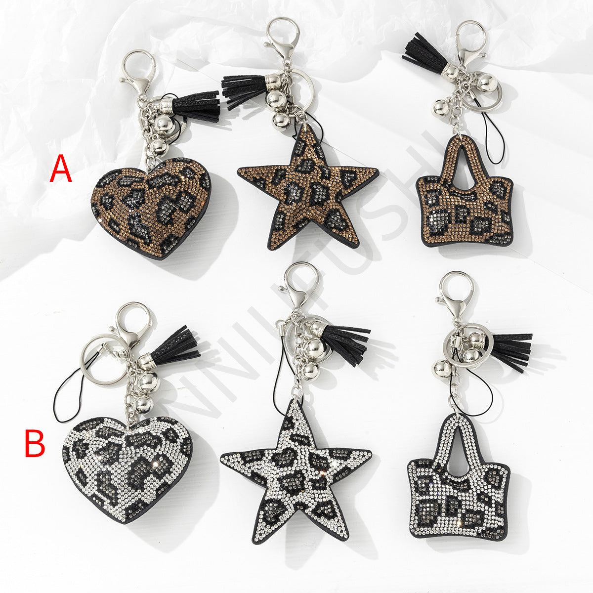 Wholesale 10pcs Creative Leopard Print Rhinestone Keychain ACC-KC-YN001