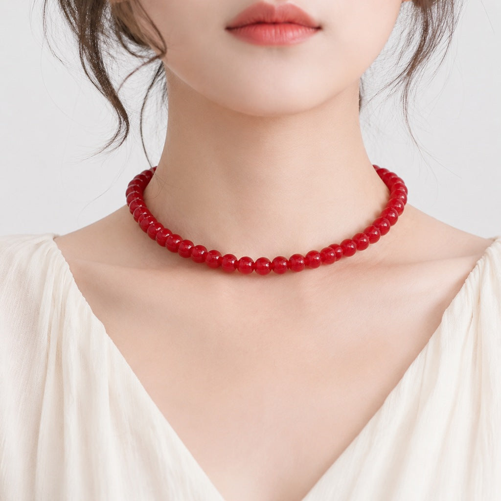 Wholesale Stylish White Faux Pearl Necklace For Women Elegant Cheongsam Collarbone Chain Gift Jewelry Accessory