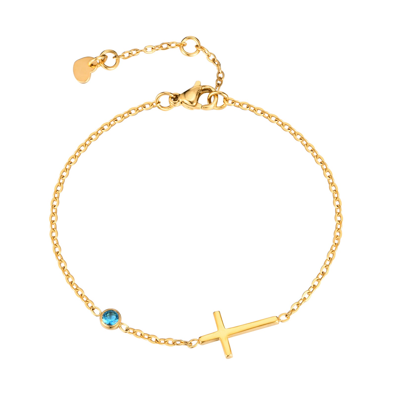 Wholesale Stainless Steel Gold Cross Birthstone Bracelet For Women Fashion Jewelry Accessory For Everyday Wear