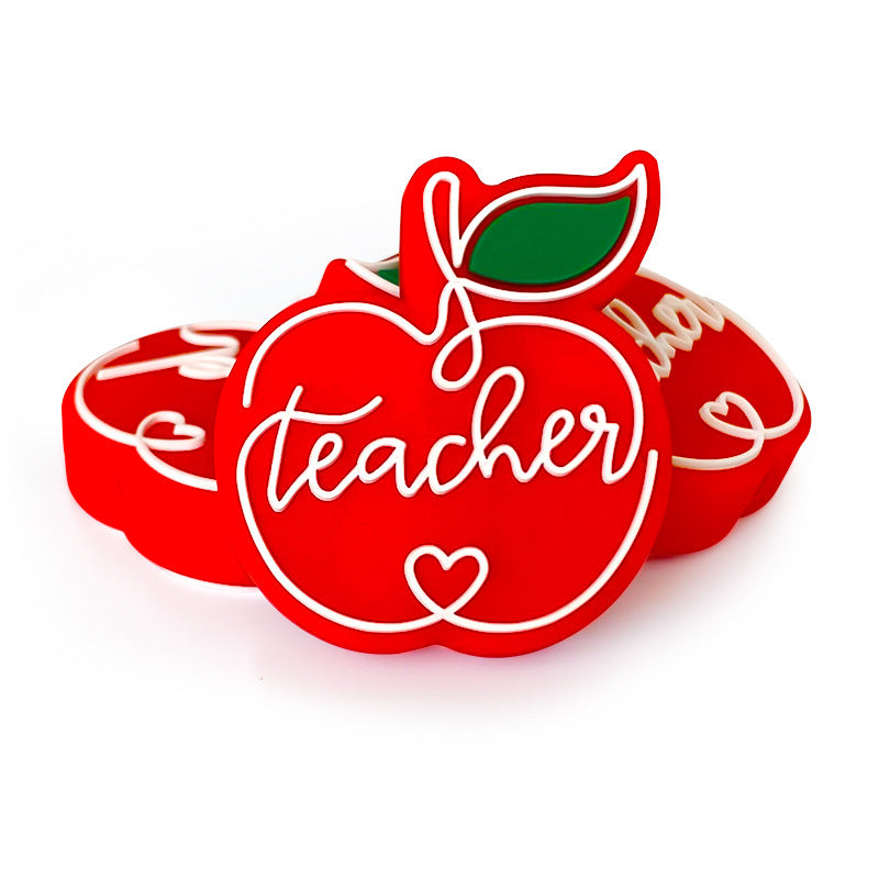 Wholesale 10pcs Cartoon Apple Silicone Beads Focal Beads DIY Bead Pen Accessories ACC-BDS-WDX210