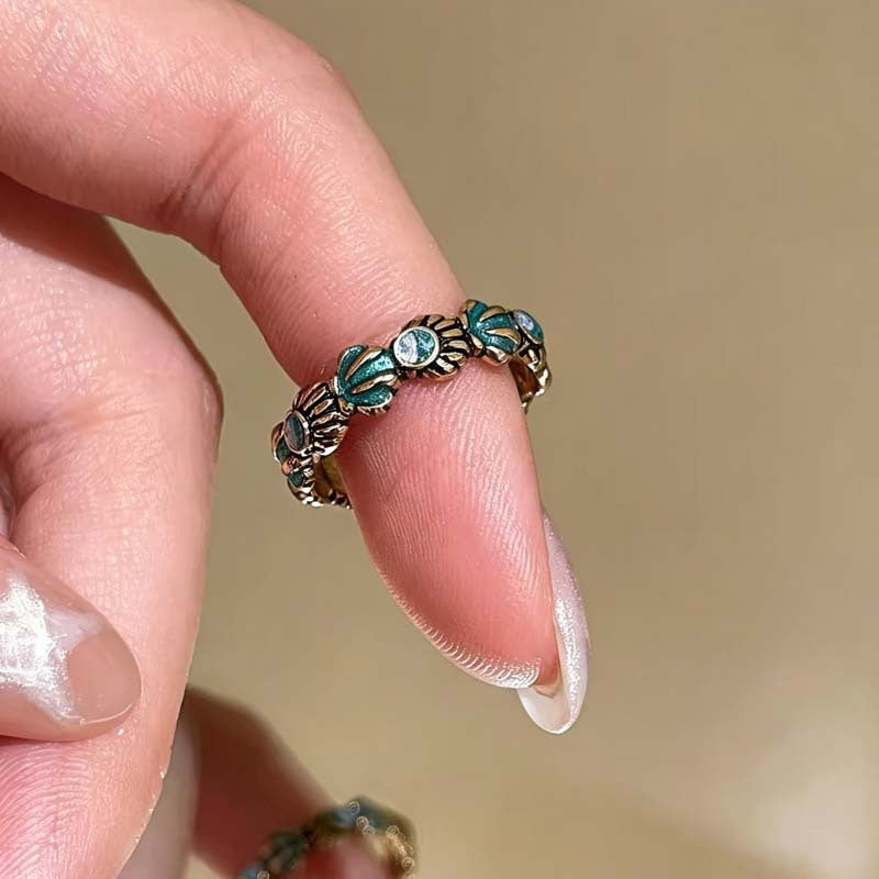 Wholesale Ocean Party Retro Starfish Shell Pearl Enamel Women S Adjustable Stacking Ring Jewelry Accessory