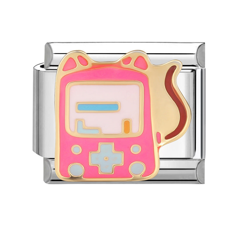 Wholesale Italian Beaded Bracelet 9mm DIY Splicing Removable Orange Game Series Titanium Steel Combinable Bracelet