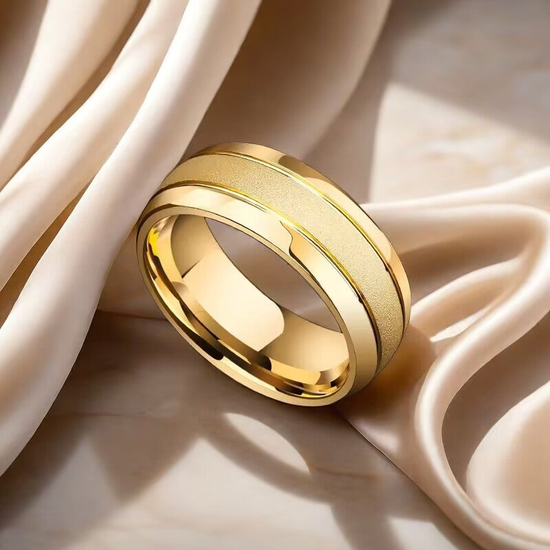 Wholesale  titanium steel frosted ring 18K gold ring