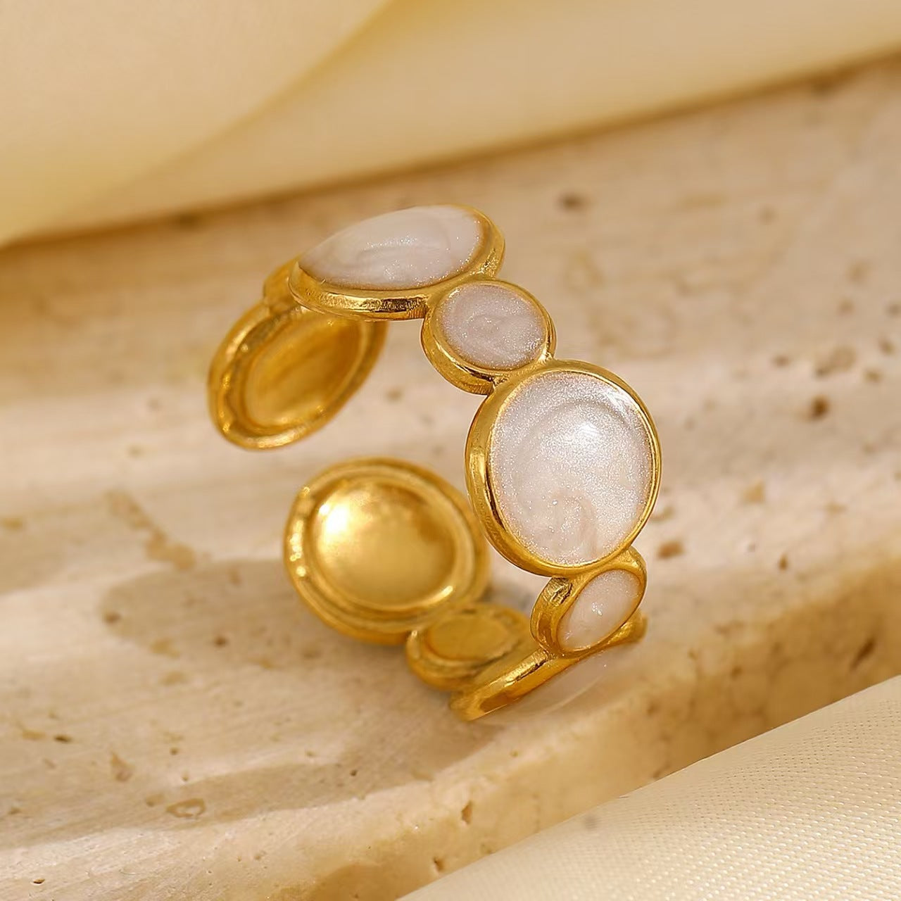 Anello di apertura a trama irregolare con goccia d'olio in acciaio inossidabile all'ingrosso