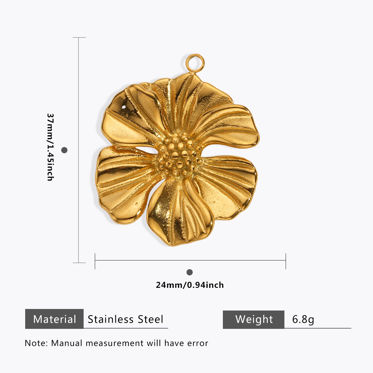 Wholesale 5pcs Stainless steel 18K vacuum plating color  flower pendant