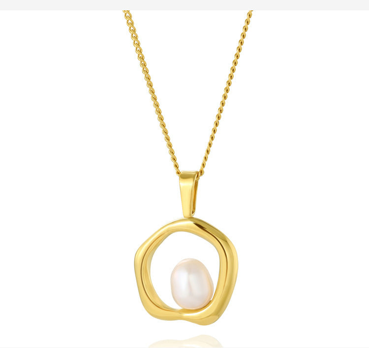 Wholesale Shell Pearl Titanium Steel Pendant Necklace