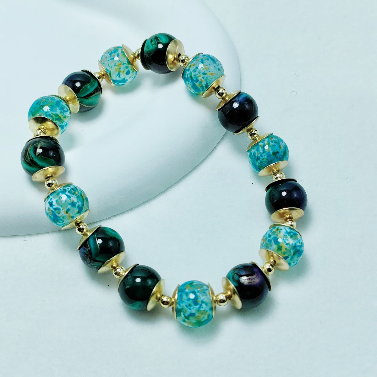 Wholesale Glass Cap Beaded DIY Fashion Bracelet ACC-BT-Qiyu002