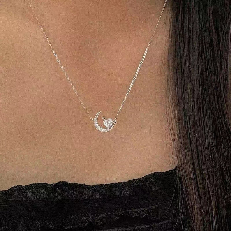 Wholesale Light luxury clavicle chain star moon heart moon necklace