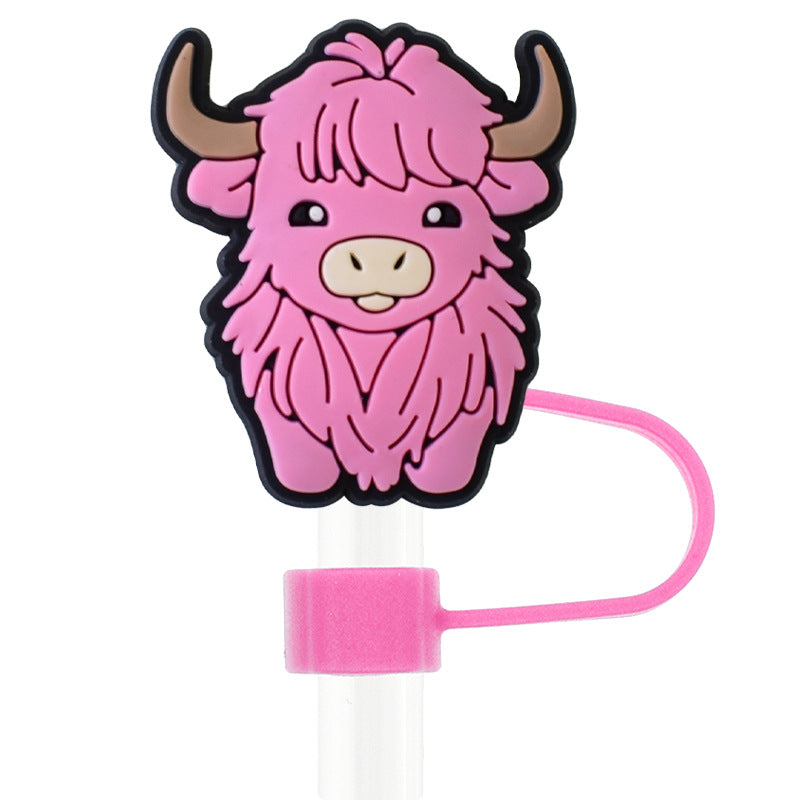 Wholesale Random 100pcs Pink Yak 10mm PVC Soft Straw Tube Cap ACC-SCR-RYY105