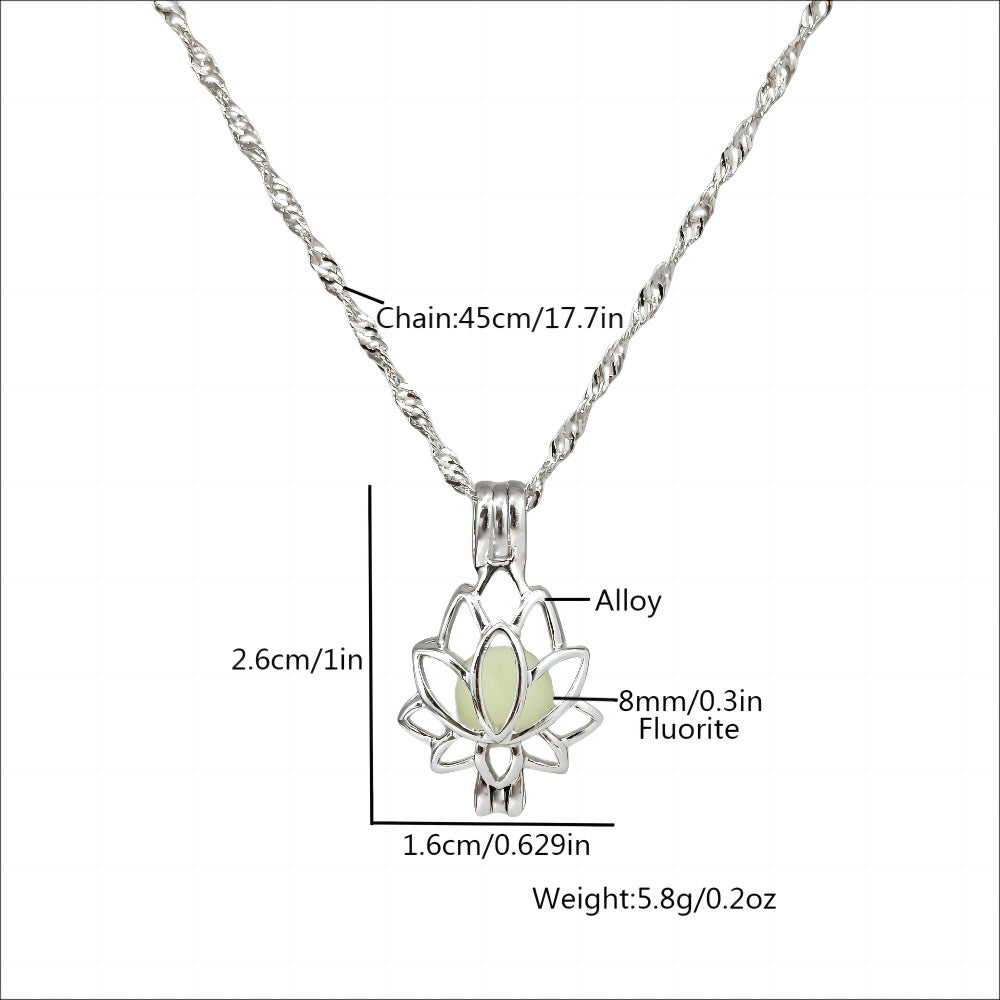 Wholesale lotus photo box luminous pendant  necklace