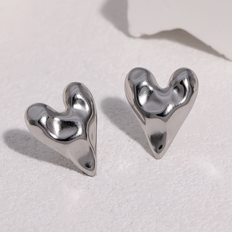 Wholesale Sweet Heart Gold Plated Stainless Steel Earrings Chic Jewelry Accessory For Boutique Resale
