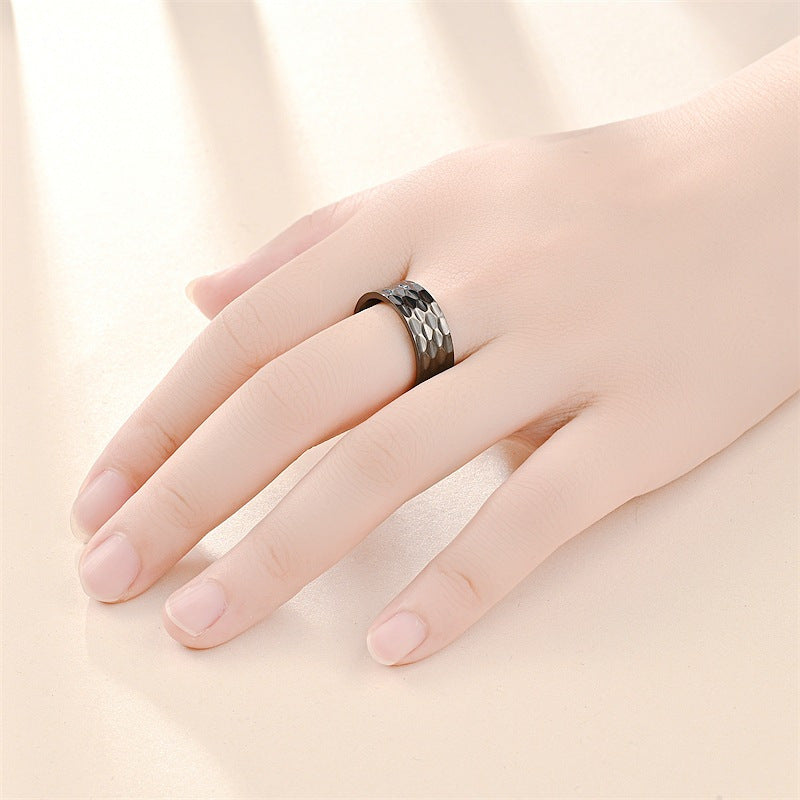 Wholesale  titanium steel design bump pattern couple ring