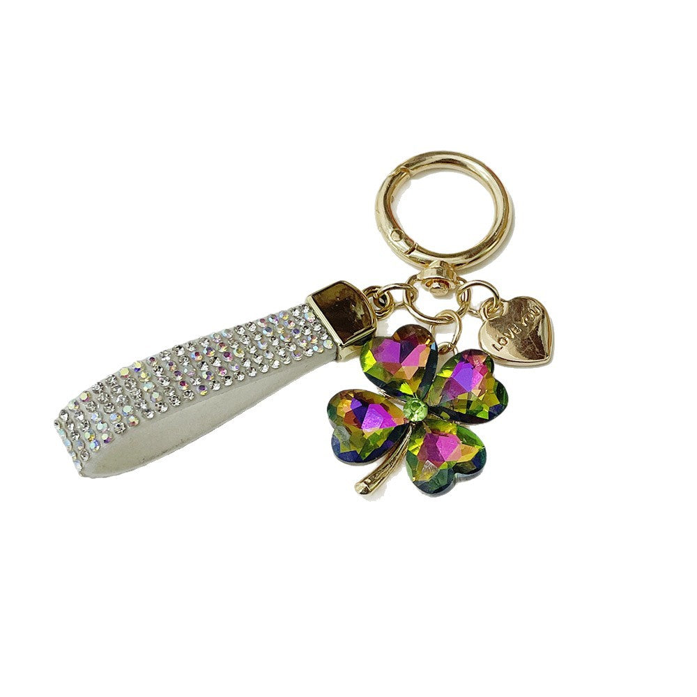 Wholesale Electroplated Zinc Alloy Four Leaf Clover Keychain Pendant - Korean Style Fashion Accessory for Bag Charm Boutique Resale