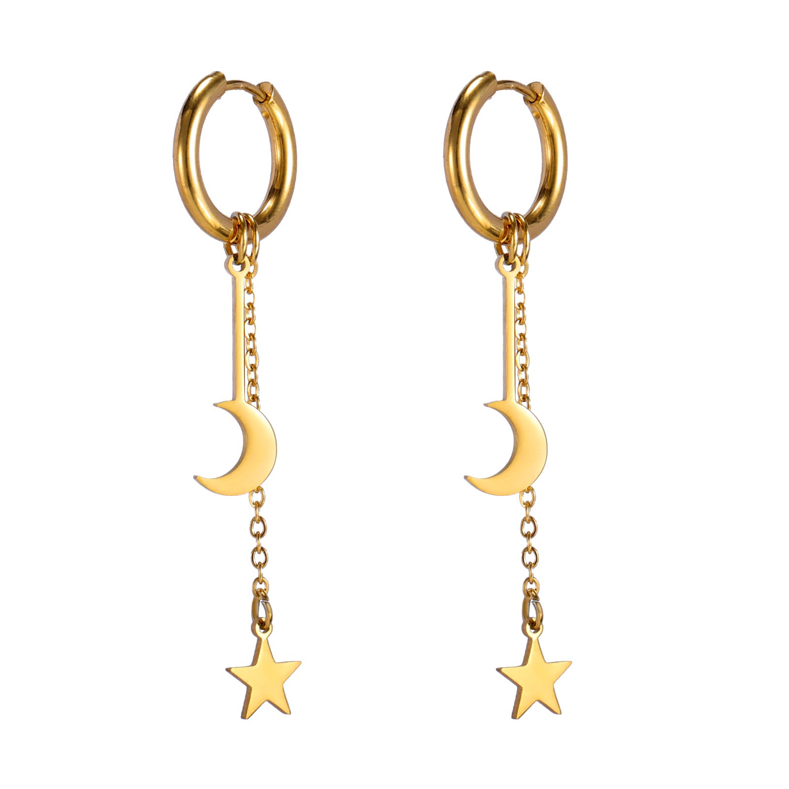Wholesale Star Moon Pendant Stainless Steel Earrings ACC-ES-QiJu007