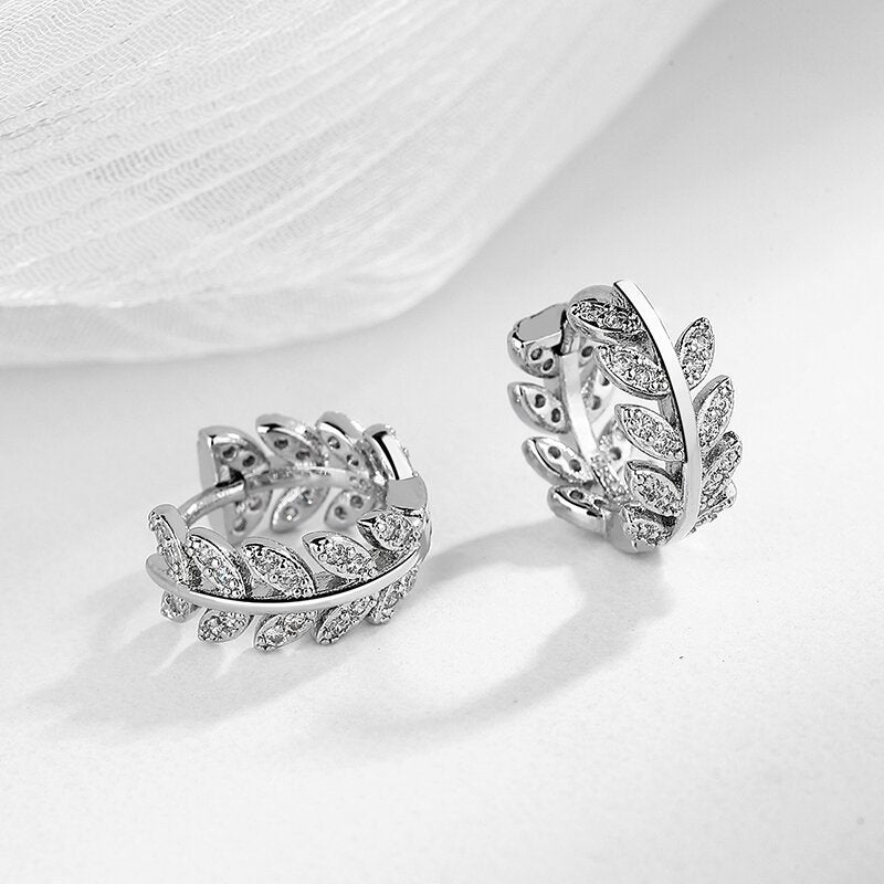 Wholesale  diamond tree leaf earrings