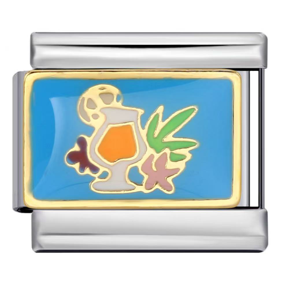 Wholesale Italian Charm Bracelet 9mm DIY Splicing Ocean Beach Stainless Steel Composable Bracelet