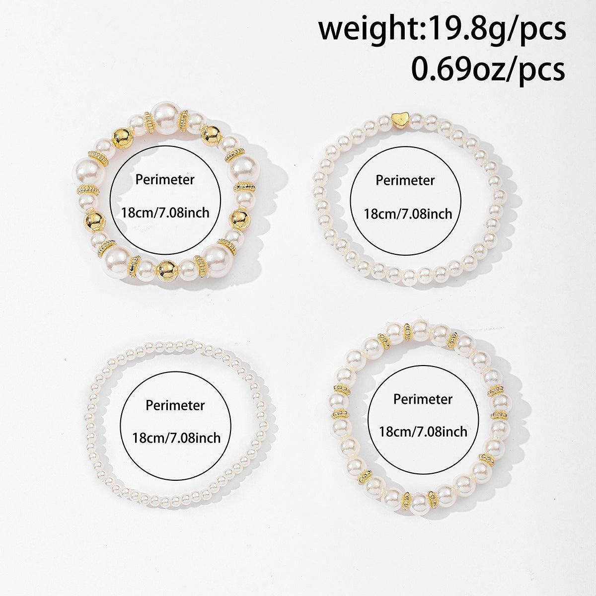 Wholesale Stylish Zinc Alloy Heart Pearl Bracelet Stacking Jewelry Accessory for Women