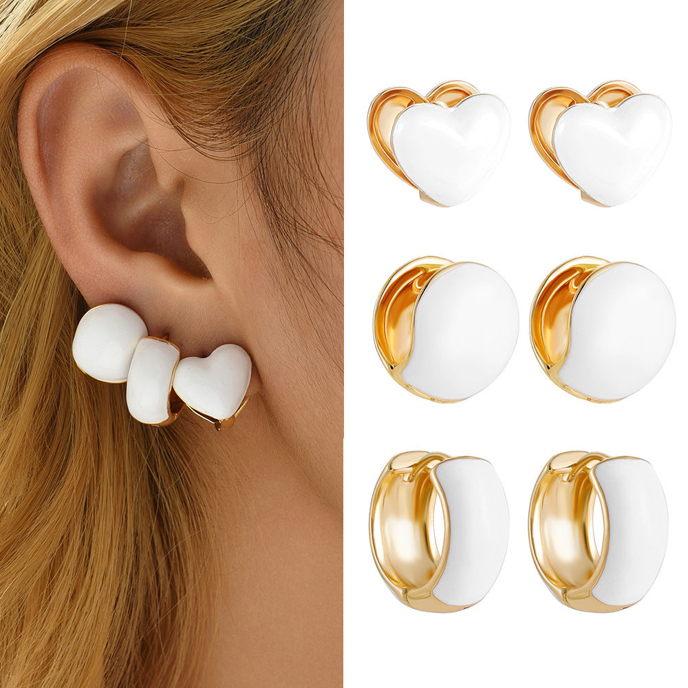 Wholesale  drop oil enamel candy-colored earrings double-sided color love ear buckle