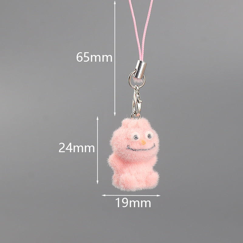 Wholesale Cute mini flocked puppy and bear mobile phone chain