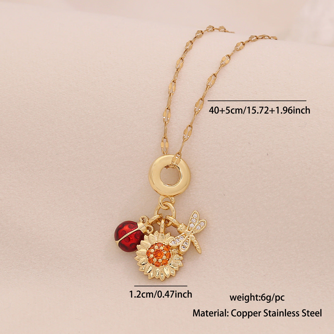 Wholesale Four-leaf Clover Pendant Color-Retaining DIY Heart  Necklace