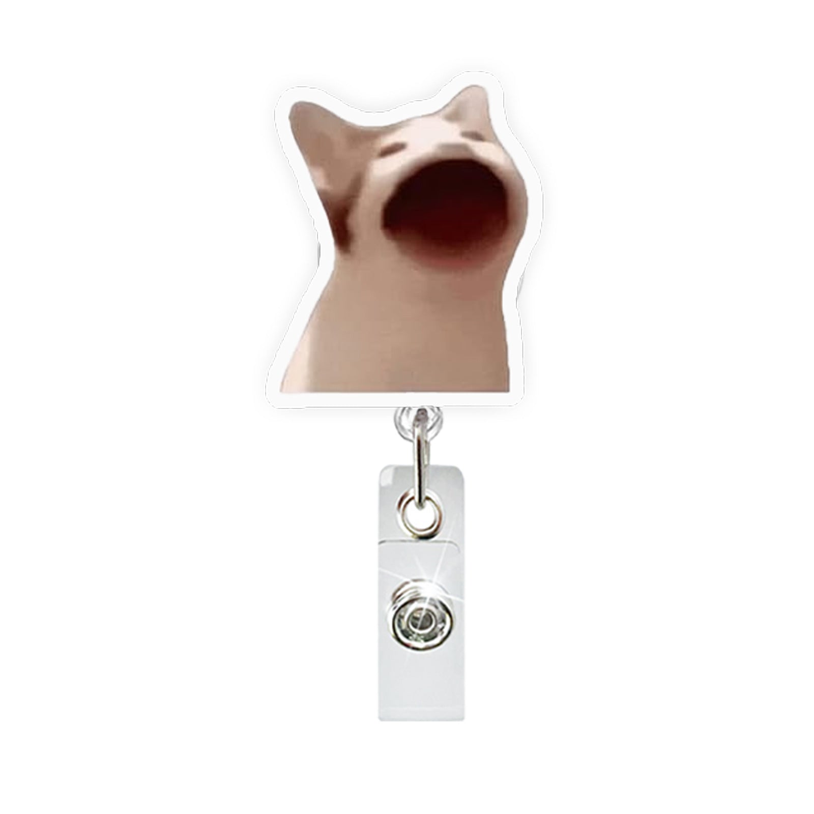 Wholesale Funny Cat Emoticon Acrylic Retractable Badge Reel for Party Gift