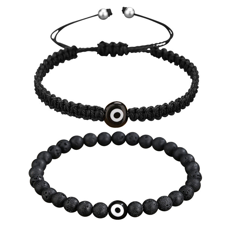 Wholesale Handmade Woven Evil Eye Bracelet With Black Beads Unisex Cord Jewelry Accessory For Everyday Casual Wear