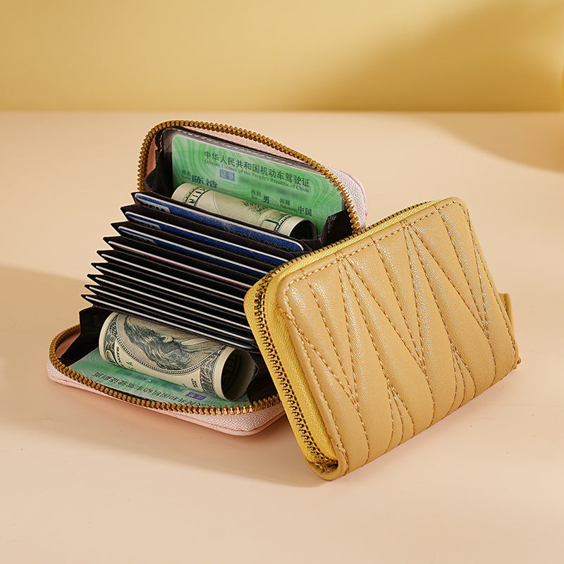 Wholesale Chic Macaron Pastel Accordion Card Wallet For Women PU Credit Card Organizer Everyday Casual Coin Purse