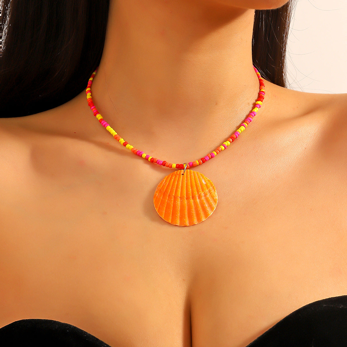 Wholesale Beach Ocean Style Fishtail Shell Pendant Necklace