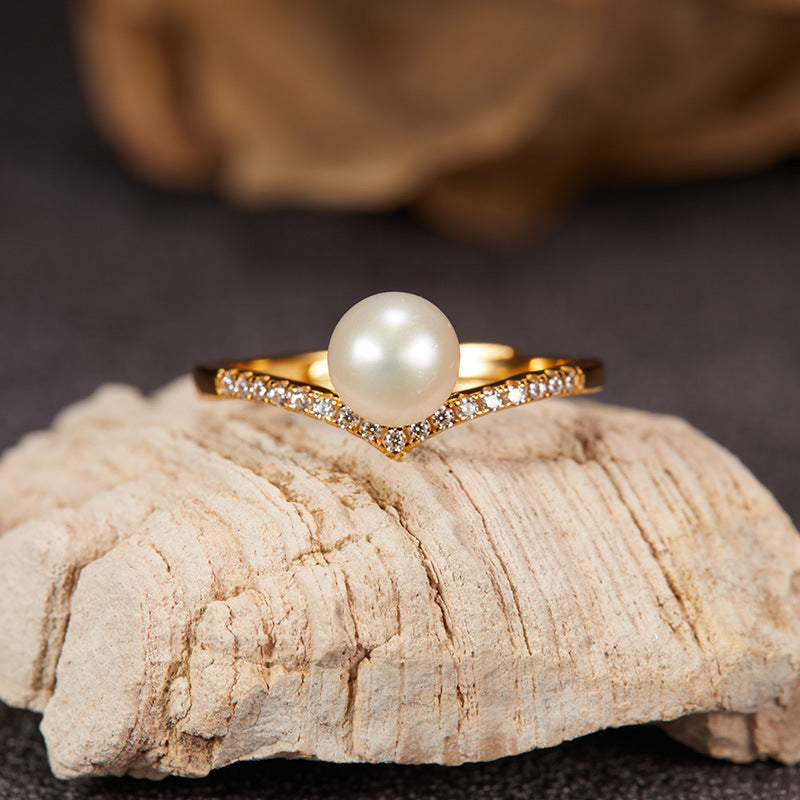 Wholesale V-shaped  S925 Sterling Silver 18K Necklaces Ring