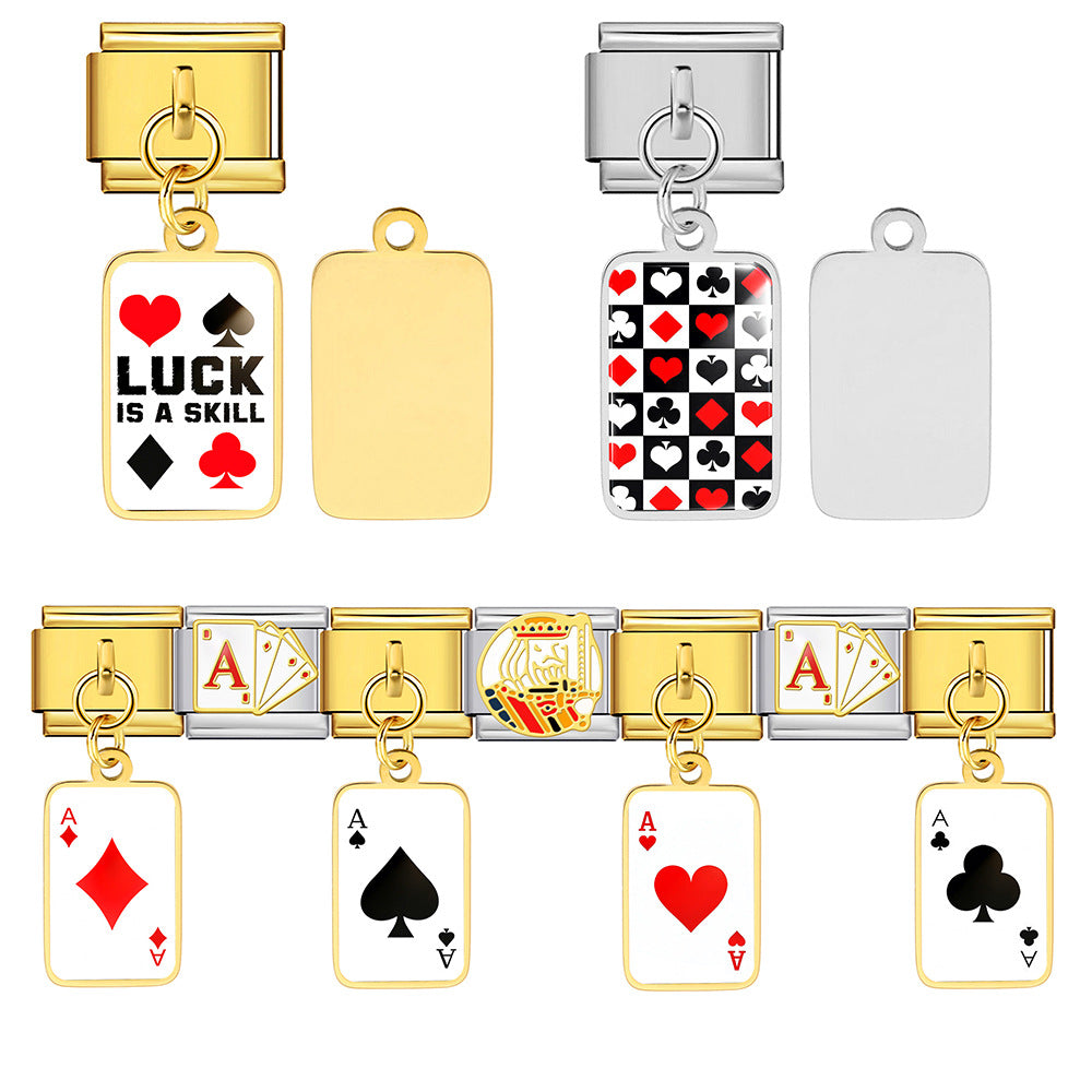 Wholesale Trendy Playing Card Pendant Stainless Steel Bracelet Fashion Accessory For Boutique Resale