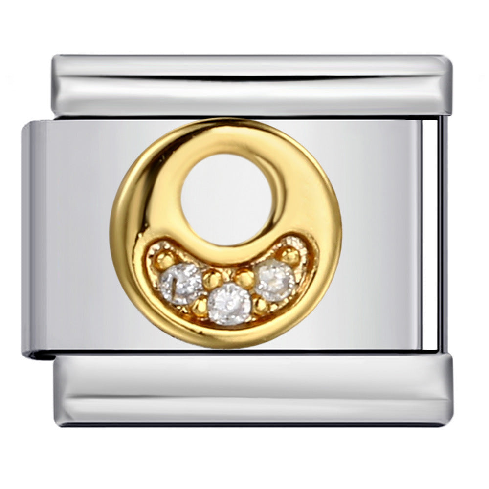 Wholesale  Italian module  stainless steel with diamond letters DIY bracelet