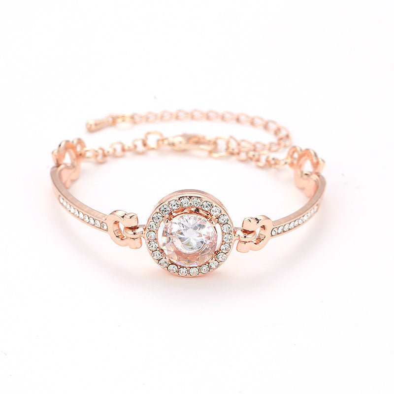 Wholesale Fashionable Geometric Sparkling Bracelet For Women Gold Tone Alloy Jewelry Everyday Wear Gift