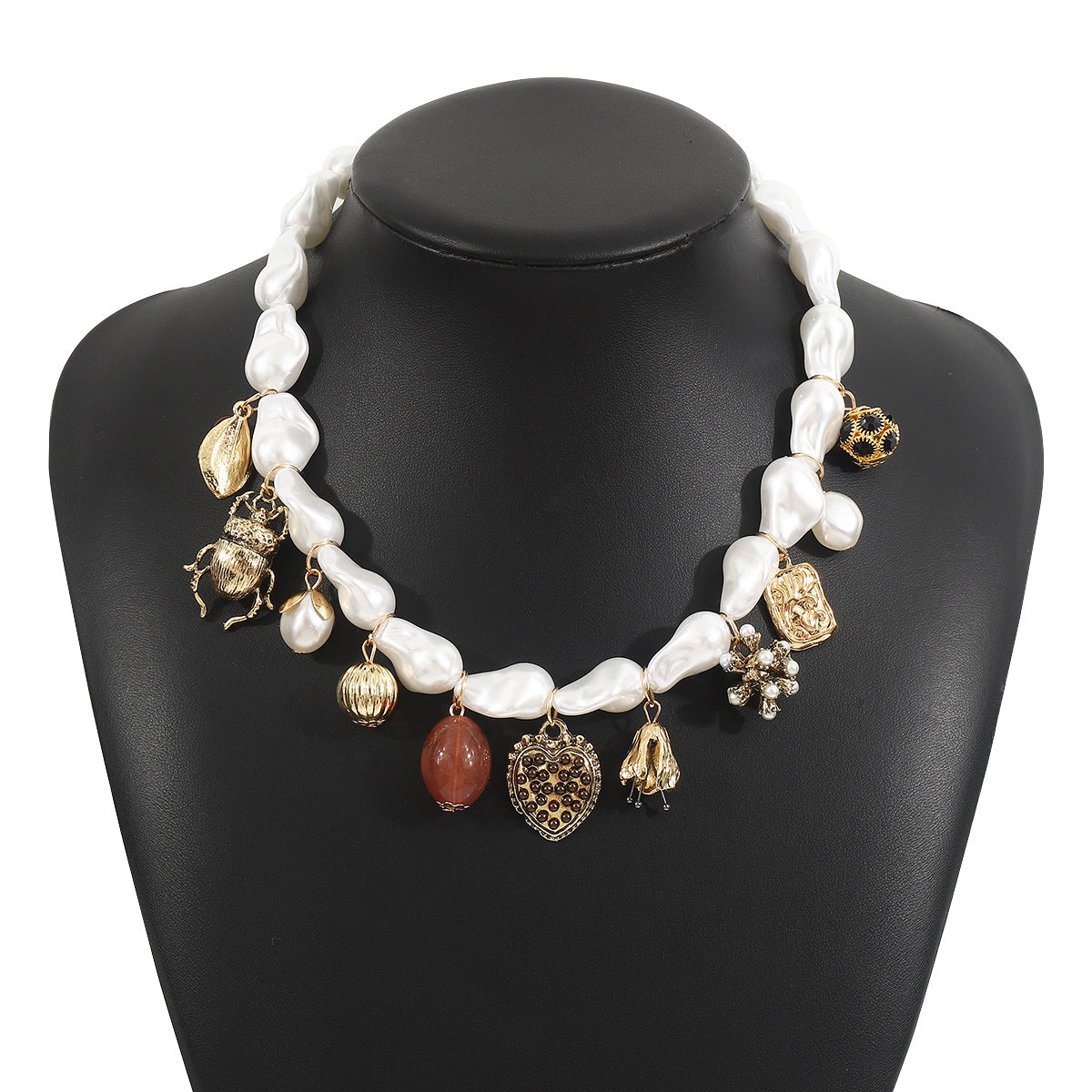 Wholesale  Baroque Pendant Necklace Love Pearl Beaded Clavicle Chain