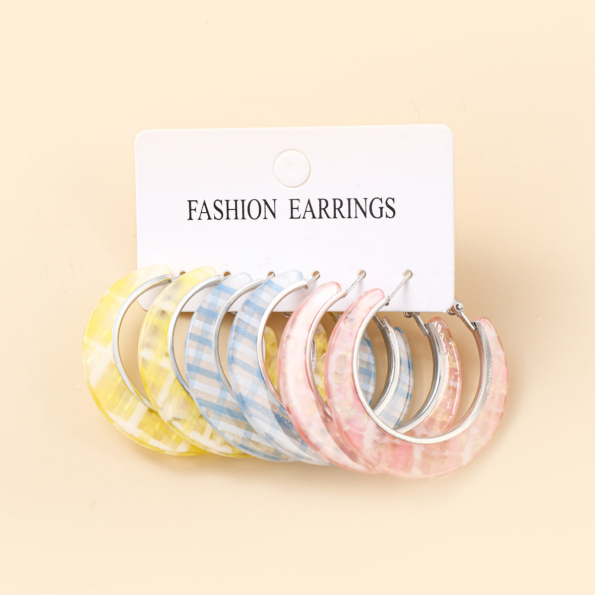Wholesale Modern Acetate C-Shaped Round Earrings Geometric Design Gift Jewelry Accessory