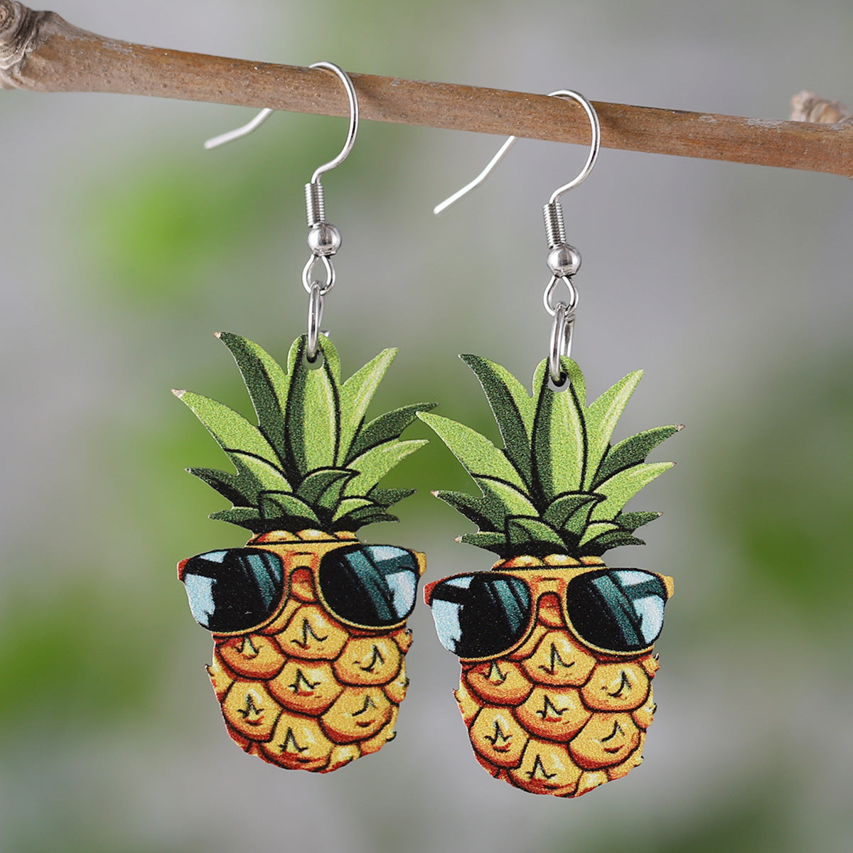 Wholesale Summer Watermelon Lemon Pineapple Cherry Wood Double-sided Earrings ACC-ES-ChuLian053