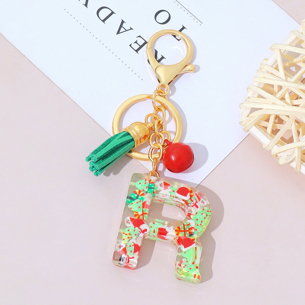 Wholesale Resin English Letter Keychain with Tassel Festive Holiday Party Bag Charm