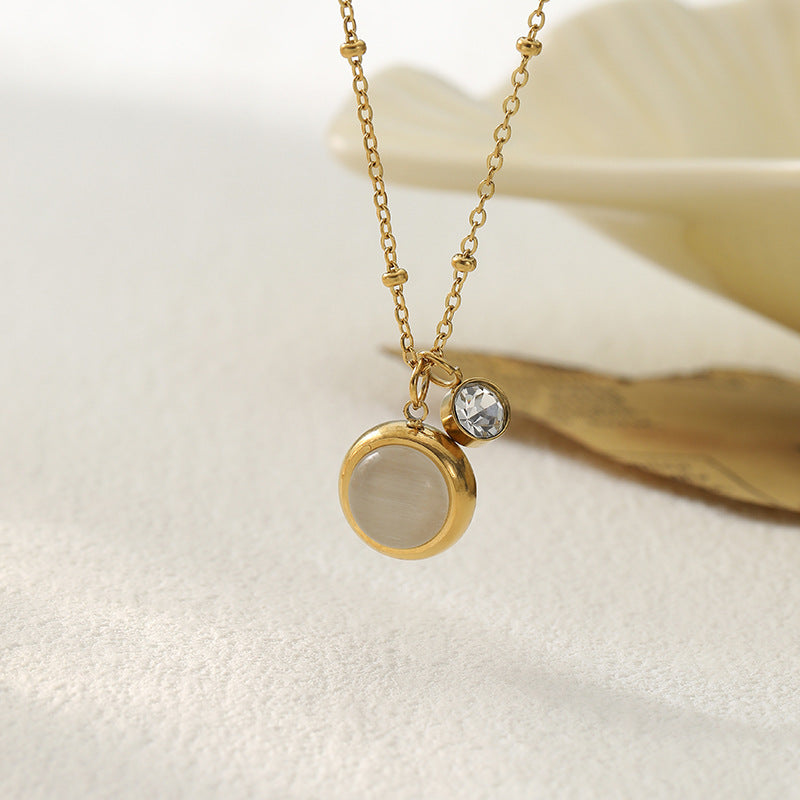 Wholesale Cat Eye Design Titanium Steel Necklace - Stylish Fashion Accessory for Everyday Wear