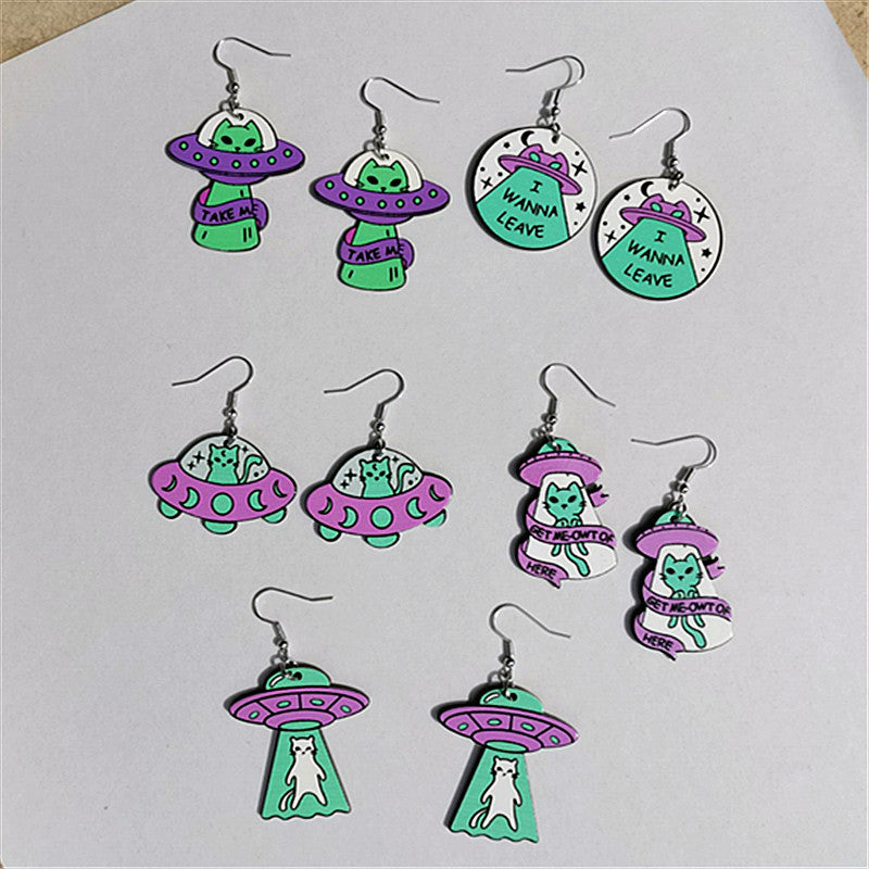 Wholesale Acrylic Cat Earrings Colorful Fashion Jewelry Accessory