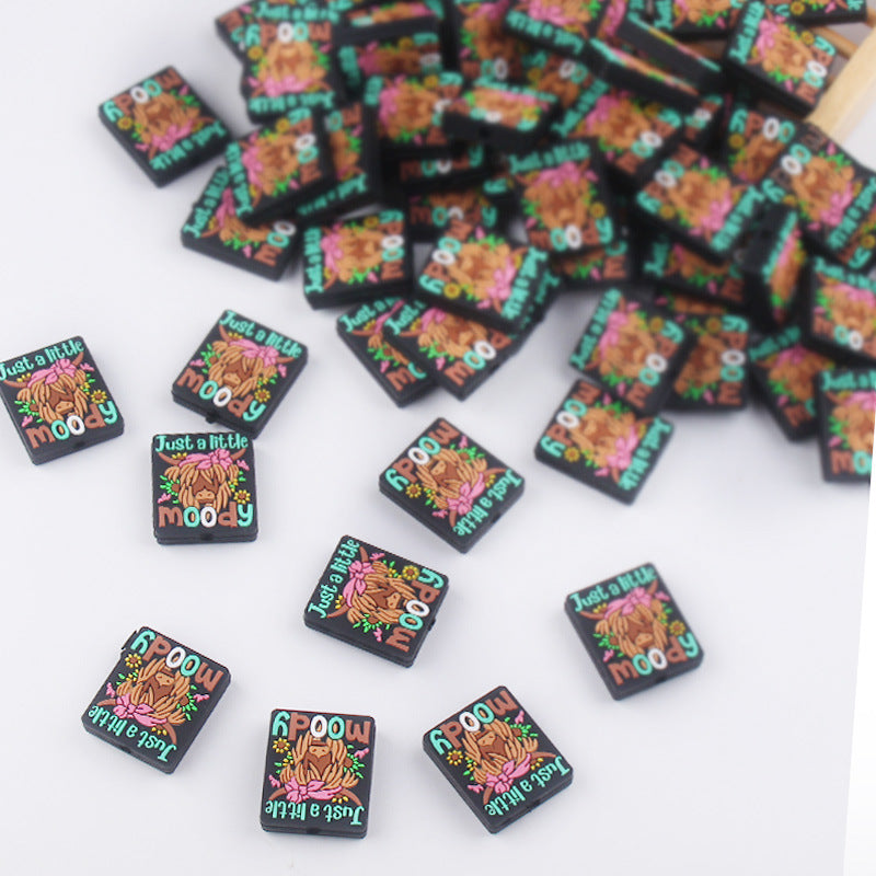 Wholesale 10pcs Cartoon Western Style Bull Head Silicone Beads Focal Beads DIY Beadable Pen Accessories ACC-BDS-GuangTian020