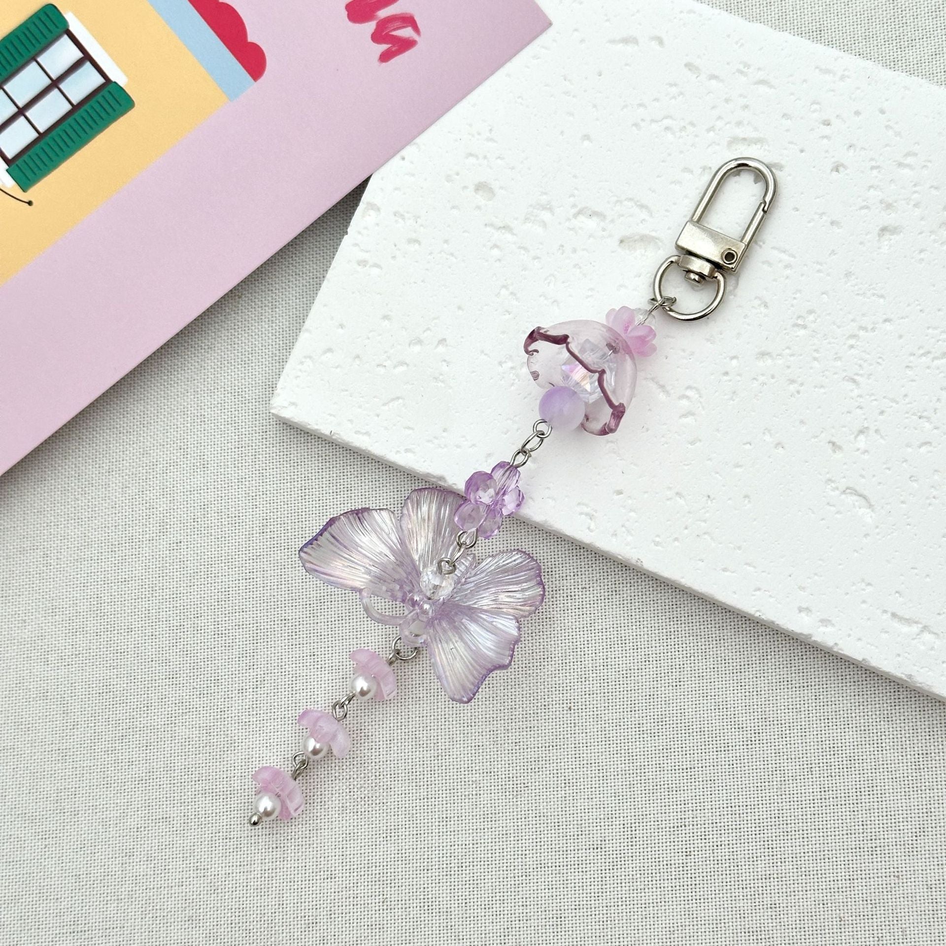 Wholesale Heart Purple Butterfly Wind Chimes Keychain