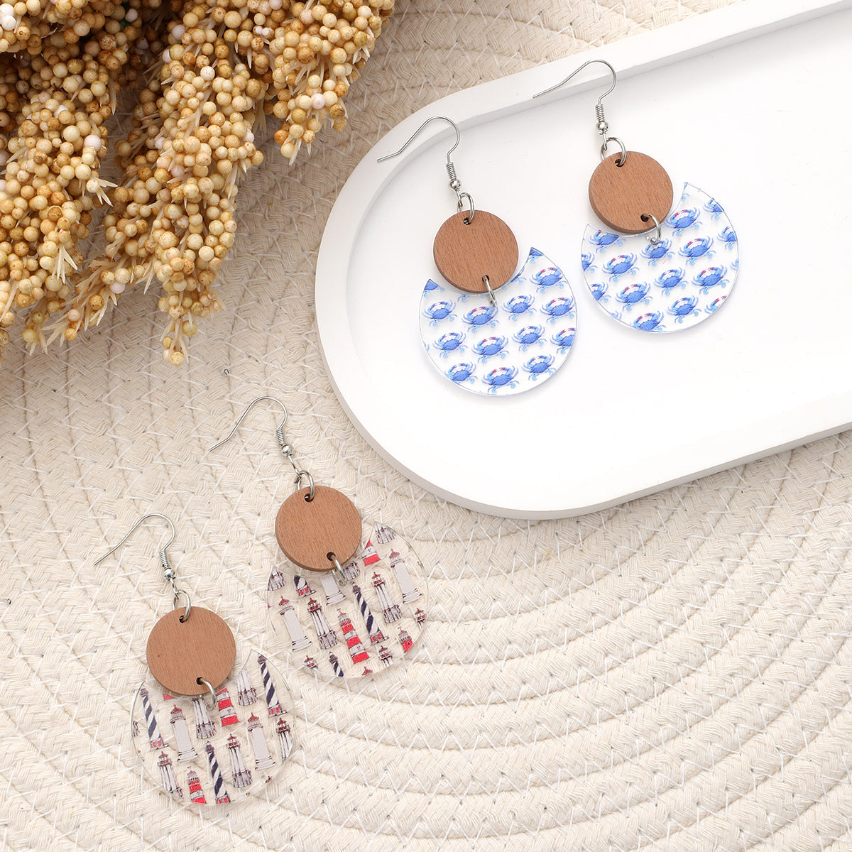 Wholesale  Butterfly Printing Acrylic Earrings