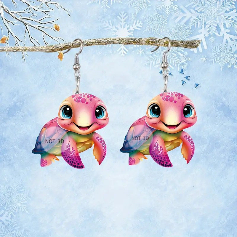 Wholesale  Colorful Turtle 2D Acrylic Earrings