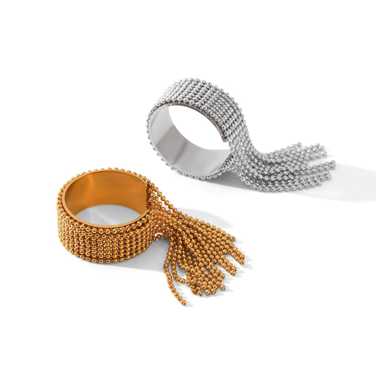 Wholesale Stainless Steel Gold Plated Tassel Open Ring