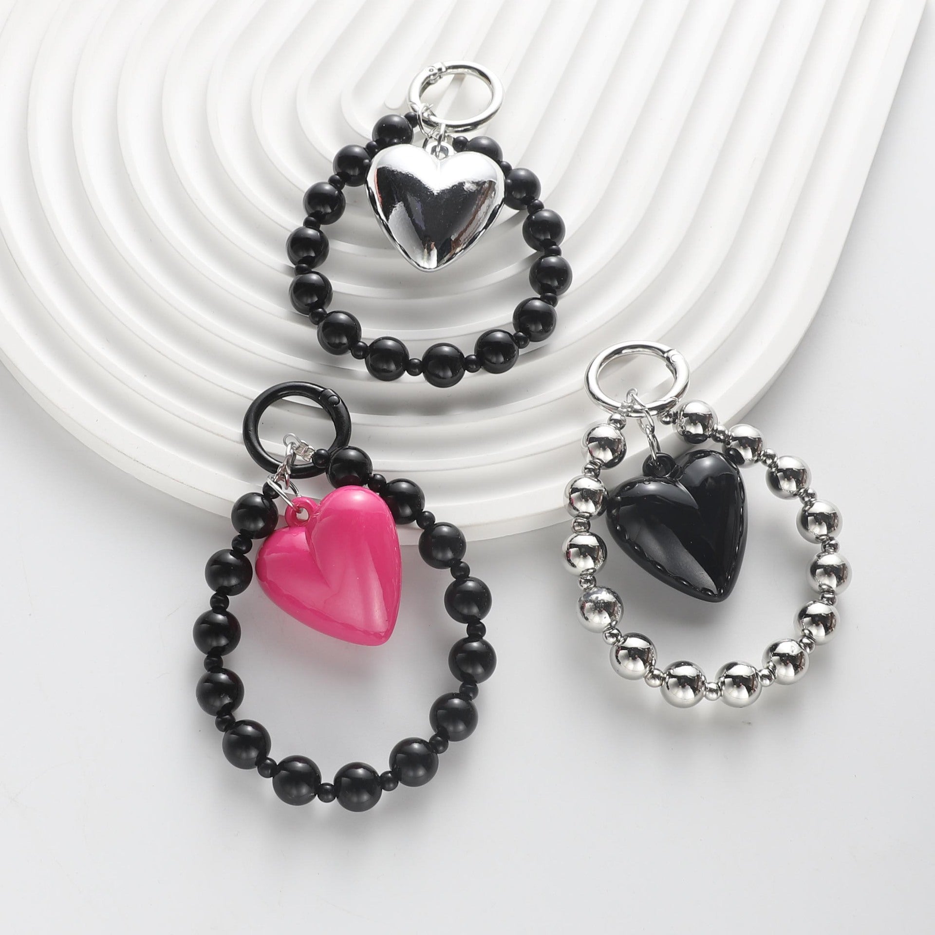 Wholesale Peach Heart Wristlet  Keychains