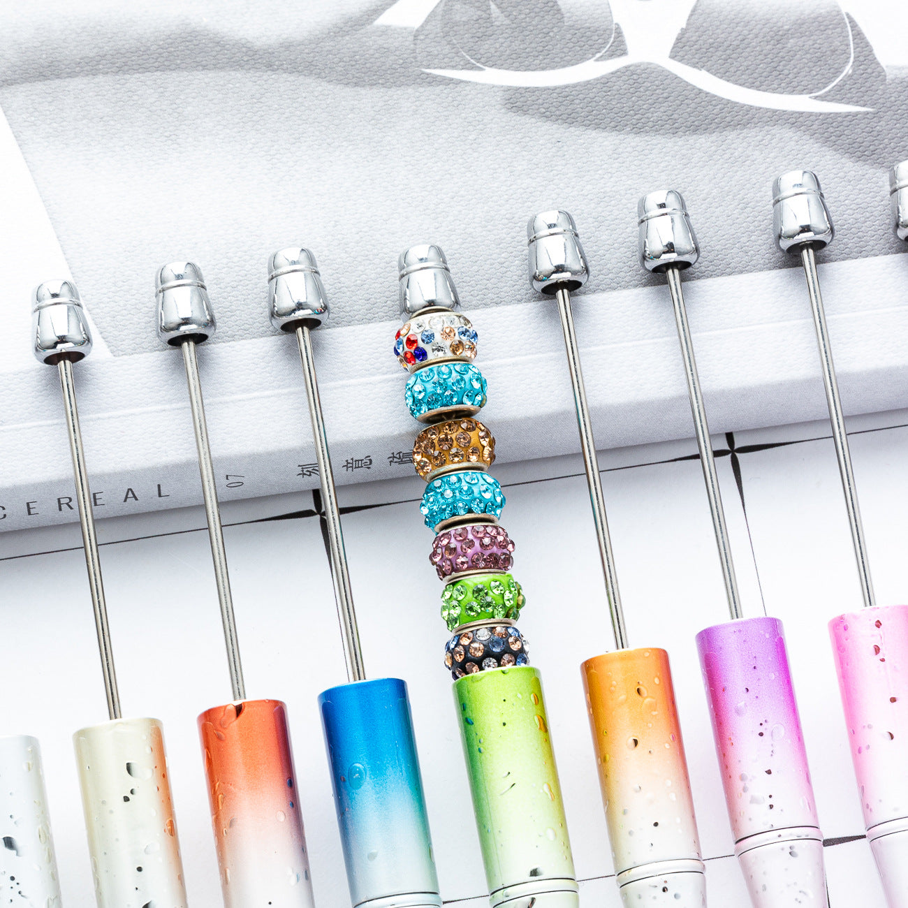 Wholesale diy starry sky beadable pen creative UV plating beadable pens