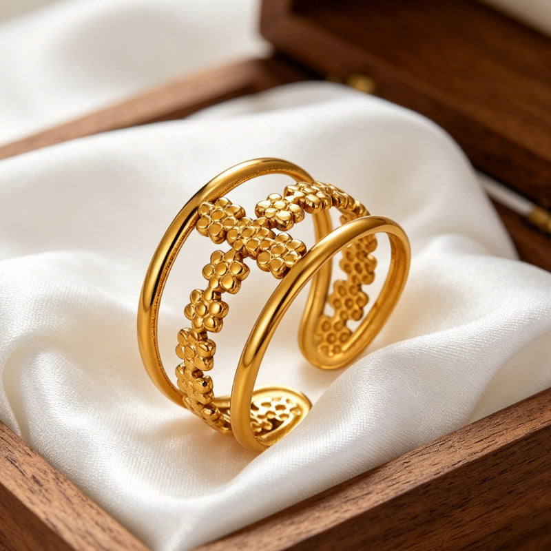 Wholesale Gold Plated Stainless Steel Cross Bracelet Unisex Fashion Jewelry Accessory for Boutique Resale