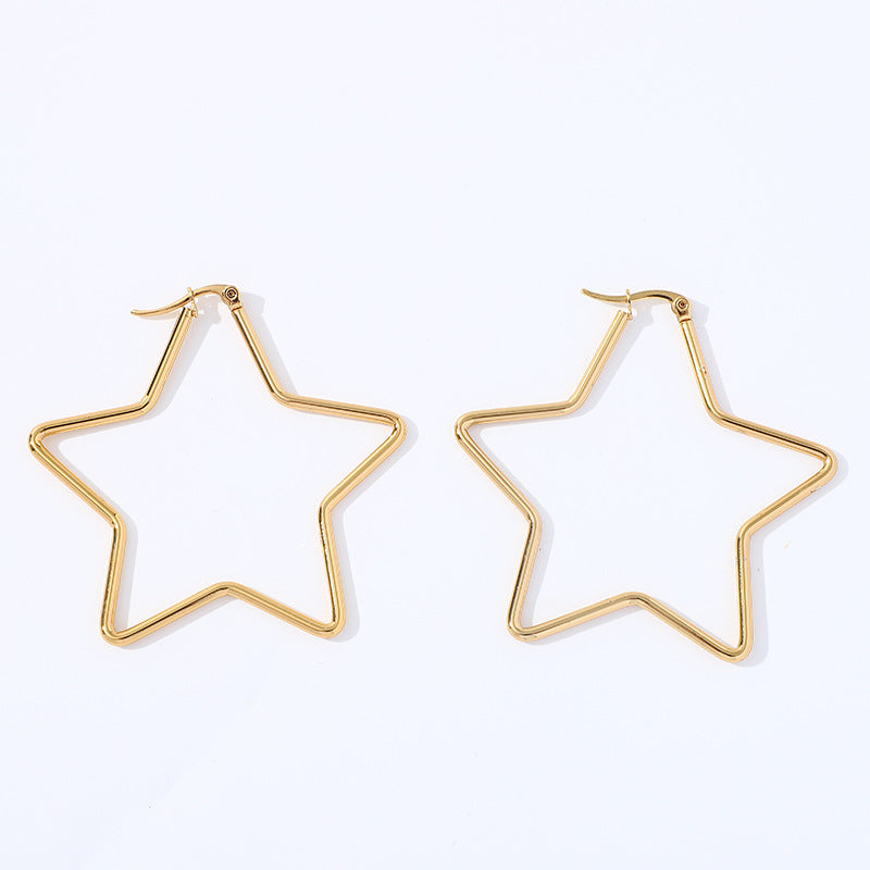 Wholesale  geometric exaggerated stainless steel earrings five-pointed star shaped earrings