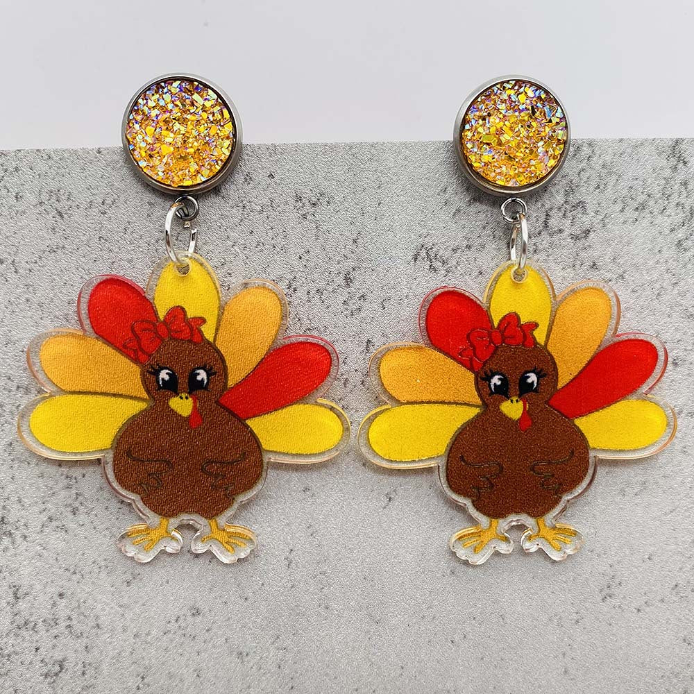 Wholesale Thanksgiving Turkey acrylic earrings