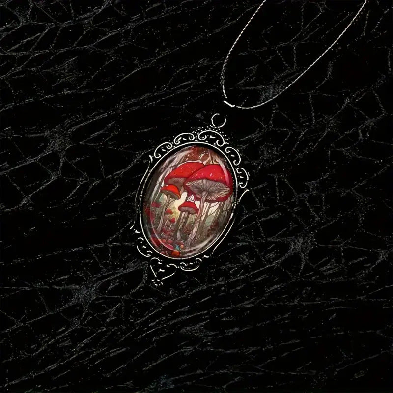 Wholesale Creative Red Mushroom Pendant Necklace Alloy Fashion Gift